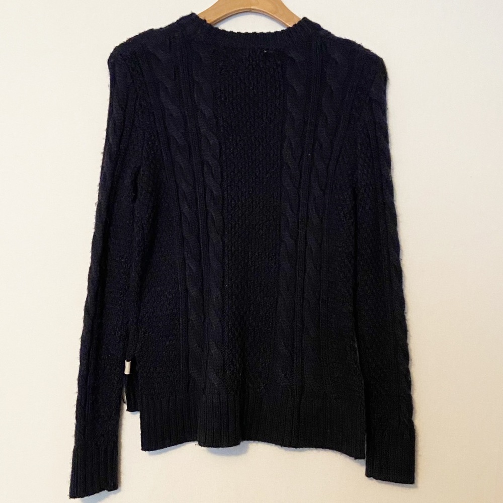 Abercrombie & Fitch Cable Knit Crewneck‎ Sweater Womens Size Small Navy Blue - Picture 2 of 6